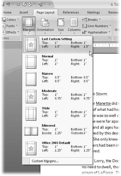 how to set right margin in word